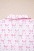 Load image into Gallery viewer, Pink Bow Print Long Sleeve Shirt and Pants Soft Pajama Set
