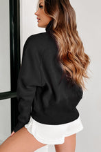 Load image into Gallery viewer, Black Fleece Lined Zip Up Stand Collar Thumbhole Sleeve Sweatshirt
