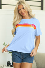Load image into Gallery viewer, Beau Blue Striped Patch Front Casual Tee
