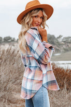 Load image into Gallery viewer, Pink Plaid Flap Pockets Shacket
