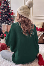 Load image into Gallery viewer, Blackish Green Merry Letter Embroidered High Neck Sweater
