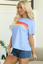 Load image into Gallery viewer, Beau Blue Striped Patch Front Casual Tee
