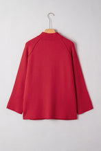 Load image into Gallery viewer, Fiery Red Collared Button Front Wrapped Cardigan Jacket
