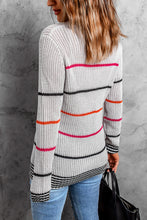 Load image into Gallery viewer, Gray Ribbed Knit Striped Sweater
