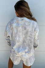 Load image into Gallery viewer, Beige Camo Print Pullover Top and Elastic Waist Casual Short Set
