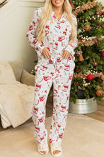 Load image into Gallery viewer, White Christmas Pattern Long Sleeve Shirt and Pants Pajama Set
