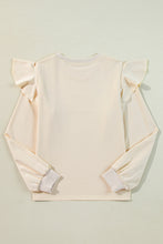 Load image into Gallery viewer, Jet Stream Solid Color Ruffled Shoulder Long Sleeve Blouse
