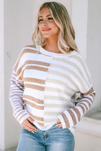 Load image into Gallery viewer, Stripe Blocked Drop Shoulder Slouchy Sweater
