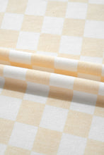 Load image into Gallery viewer, Beige Checkered Print Long Sleeve Top and Pants Lounge Set
