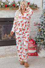 Load image into Gallery viewer, Red Christmas Bow Print Long 2pcs Pajama Set
