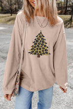 Load image into Gallery viewer, Apricot Leopard Christmas Tree Graphic Corded Sweatshirt
