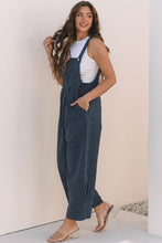 Load image into Gallery viewer, Sail Blue Plaid Print Buttoned Pocketed High Waist Overall
