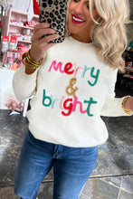 Load image into Gallery viewer, White Merry &amp; Bright Round Neck Casual Sweater
