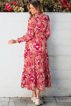 Load image into Gallery viewer, Rose Floral Print Buttoned Smocked High Waist Maxi Dress
