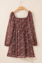 Load image into Gallery viewer, Red Floral Print Sweetheart Neck Shirred Back Mini Dress
