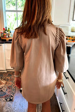 Load image into Gallery viewer, Light French Beige Braided Trim Puff Sleeve Dress
