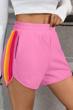 Load image into Gallery viewer, Bonbon Color Block Stripes Elastic High Waist Active Shorts
