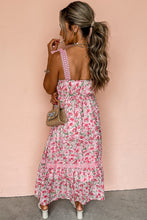 Load image into Gallery viewer, Pink Floral Lace Tied Strap Empire Waist Maxi Dress
