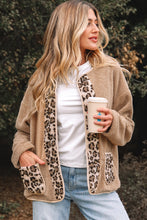 Load image into Gallery viewer, Casual Leopard Print Accent Plush Jacket with Pockets
