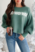 Load image into Gallery viewer, Blackish Green HO HO HO MERRY CHRISTMAS Drop Shoulder Loose Sweater
