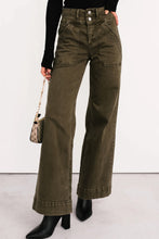 Load image into Gallery viewer, Jungle Green Double Waistband Loose Straight Jeans
