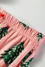 Load image into Gallery viewer, Pink Checkered MERRY Graphic Christmas Tree Print Short Lounge Set
