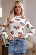 Load image into Gallery viewer, White Americana Glitter Mesh Long Sleeve Bodysuit
