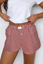 Load image into Gallery viewer, Red Gingham Printed High Waist Shorts
