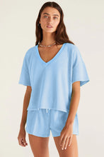 Load image into Gallery viewer, Myosotis V Neck Drop Shoulder Tee and Patchwork Drawstring Elastic Waistband Shorts Set
