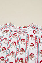 Load image into Gallery viewer, White Father Christmas Striped Print Contrast Drawstring Lounge Pant Set
