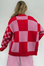 Load image into Gallery viewer, Fiery Red Mixed Plaid Relaxed Sweater Cardigan
