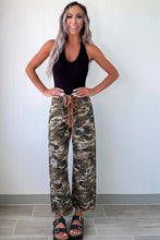 Load image into Gallery viewer, Green Camouflage Print Splashed Distressed Loose Denim Pants
