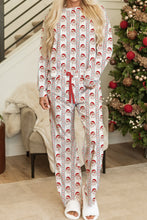 Load image into Gallery viewer, White Father Christmas Striped Print Contrast Drawstring Lounge Pant Set
