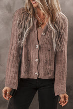 Load image into Gallery viewer, Goat Cut Out Textured Knit Buttoned Cardigan
