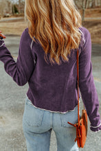 Load image into Gallery viewer, Tillandsia Purple Textured Round Neck Long Sleeve Top
