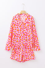 Load image into Gallery viewer, Pink Leopard Print Long Sleeve Shirt and Shorts Pajama Set
