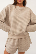 Load image into Gallery viewer, Parchment Solid Color Quilted Long Sleeve Top and Shorts Set
