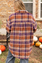 Load image into Gallery viewer, Multicolour Plus Size Plaid Print Collared Button up Jacket
