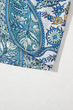 Load image into Gallery viewer, Blue Bohemian Paisley Floral V Neck Short Sleeve Mini Dress
