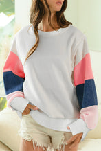 Load image into Gallery viewer, White French Terry Color Block Long Sleeve Top
