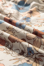 Load image into Gallery viewer, Khaki Floral Print Loose Crew Neck Long Sleeve T Shirt
