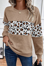 Load image into Gallery viewer, Parchment Leopard Quilted Patchwork Crew Neck Sweatshirt
