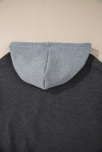 Load image into Gallery viewer, Gray Textured Color Block Kangaroo Pocket Drop Shoulder Hoodie
