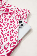 Load image into Gallery viewer, Pink Leopard Elastic Waistband Lace up Contrast Trim Casual Shorts
