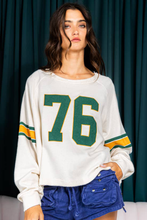 Load image into Gallery viewer, White Number 76 Printed Retro Sporty Long Sleeve Top
