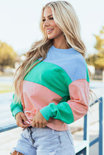 Load image into Gallery viewer, Blossom Colorblock Patchwork Drop Shoulder Sweatshirt
