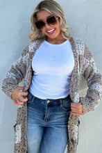 Load image into Gallery viewer, Brown Confetti Dot Checkered Print Open Cardigan with Pockets
