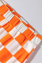 Load image into Gallery viewer, Orange Checkerboard Print V Neck Loose Tee and Shorts Lounge Set
