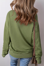 Load image into Gallery viewer, Vineyard Green Drop Shoulder Crisscross Stitching Pocketed Loose Sweatshirt
