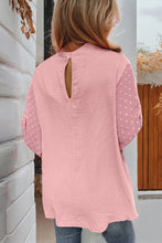 Load image into Gallery viewer, Gossamer Pink Swiss Dot Balloon Sleeve Loose Blouse

